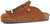 vista laterale sabot donna color cuoio bruciato in camoscio vera pelle, punta rotonda, suola imbottita in memory tipo birkenstock, modello L'ARTIGIANO 1260-F698, calzature artigianali 100% Made in Italy