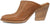 vista laterale sabot donna con tacco color cuoio in vera pelle intrecciata, forma a punta, suola in vero cuoio, tacco largo altezza media, modello MATISSE XD803I, calzature artigianali 100% Made in Italy