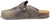 vista laterale ciabatte sabot uomo stile birkenstock color grigio fango in vera pelle, punta rotonda, suola imbottita in memory morbidissima, modello L'ARTIGIANO 374-8227, calzature artigianali 100% Made in Italy