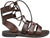 Sandali alla schiava donna marroni testa di moro in vera pelle, modello gladiatore basso, cinturini e lacci intrecciati e fasciati, suola invero cuoio, calzature artigianali 100% Made in Italy, articolo 1353