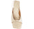 vista dall'alto sandali donna color bianco latte beige a punta quadrata in vera pelle, pianta larga, con tacco comodo altezza media di forma larga, fibbietta dorata, cinturino elastico, modello ANGEL ALARCON 26036, calzature artigianali a Civitanova