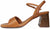 vista laterale sandali donna color cuoio con tacco medio alto largo e comodo, in vera pelle, cinturino alla caviglia e classica fascia avanti, modello ANGEL ALARCON 26105, calzature artigianali a Civitanova