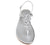 vista dall'alto sandali gioiello donna stile capri con infradito color argento in vera pelle laminata, vere pietre di positano super luminose, suola in vero cuoio, articolo 1390, calzature artigianali 100% Made in Italy con negozio a Civitanova Marche