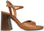 Sandali donna color cuoio con tacco alto largo e comodo, in vera pelle, cinturino alla caviglia e classica fascia avanti con dettaglio cucito, modello ANGEL ALARCON 26078, calzature artigianali a Civitanova