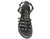 vista dall'alto sandali donna gladiatori borchiati neri in vera pelle, cinturini intrecciati e fasciati, borchie oro, calzature artigianali 100% Made in Italy, articolo 6149