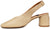 vista laterale slingback donna color beige cammello a punta rotonda in vera pelle, pianta larga, con tacco altezza media di forma larga, decoltè stile chanel aperte dietro con cinturino elastico, tacco comodo, modello ANGEL ALARCON 26068, calzature artigianali a Civitanova