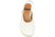 vista dall'alto slingback donna color bianco panna a punta rotonda in vera pelle, pianta larga, con tacco altezza media di forma larga, decoltè stile chanel aperte dietro con cinturino elastico, tacco comodo, modello ANGEL ALARCON 26067, calzature artigianali a Civitanova