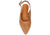 vista dall'alto slingback basse donna color cuoio a punta in vera pelle intrecciata, scarpe stile chanel aperte dietro con cinturino, suola leggera, tacco basso, modello GRETA NARI Amanda, calzature artigianali 100% Made in Italy
