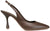 Slingback chanel donna con tacco a rocchetto color marrone testa di moro a punta in vera pelle, fondo in vero cuoio, decoltè aperte dietro con cinturino alla caviglia, tacco comodo medio alto, modello GIANMARCO F. ET195, calzature artigianali made in italy con negozio a Civitanova