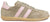 Sneaker donna in vera pelle scamosciata beige tortora e dettagli rosa, suola nocciola leggera e rialzata, modello Crown R01 NC 2F, scarpe artigianali Made in Italy