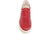 vista frontale sneaker donna rosse in vera pelle, suola beige alta leggera e rialzata, modello Crown New Marina, scarpe artigianali Made in Italy
