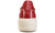 vista posteriore sneaker donna rosse in vera pelle, suola beige alta leggera e rialzata, modello Crown New Marina, scarpe artigianali Made in Italy