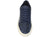 vista dall'alto sneaker uomo blu in vera pelle martellata con punta e tallone in camoscio, suola in EVA super leggera di colore beige alta e rialzata, modello BT-102, scarpe artigianali Made in Italy con negozio a Civitanova