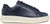 Sneaker uomo blu in vera pelle martellata con punta e tallone in camoscio, suola in EVA super leggera di colore beige alta e rialzata, modello BT-102, scarpe artigianali Made in Italy con negozio a Civitanova