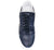 vista dall'alto sneaker uomo eleganti blu in vera pelle con dettagli in camoscio e tallone in pelle bianca, suola leggera e rialzata, modello ACS Exclusive AR80, scarpe artigianali Made in Italy con negozio a Civitanova Marche