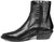 vista laterale tronchetto texano donna nero in vera pelle, tacco basso molto comodo, cerniera laterale, articolo ANIMA AW400, scarpe artigianali Made in Italy con negozio a Civitanova Marche