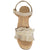 vista dall'alto zeppe donna beige in vera pelle scamosciata e tacco effetto sughero, volant con borchie oro, plantare in memory imbottito super comodo, fibbia dorata, calzature artigianali 100% Made in Italy, Francesco Brunelli CA6309