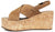 vista laterale zeppe donna cuoio in vera pelle scamosciata e tacco effetto sughero, fasce incrociate a X, plantare in memory imbottito super comodo, fibbia dorata, calzature artigianali 100% Made in Italy, Francesco Brunelli CA6337