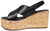 vista laterale zeppe donna nere in vera pelle tacco effetto sughero, fasce incrociate a X, plantare in memory imbottito super comodo, fibbia dorata, calzature artigianali 100% Made in Italy, Francesco Brunelli CA6337
