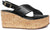 Zeppe donna nere in vera pelle tacco effetto sughero, fasce incrociate a X, plantare in memory imbottito super comodo, fibbia dorata, calzature artigianali 100% Made in Italy, Francesco Brunelli CA6337