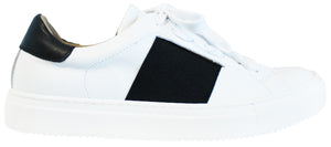 Scarpe Uomo Moda Made in Italy Sneaker Vera Pelle fondo basso senza lacci stringato elastico bianco nero
