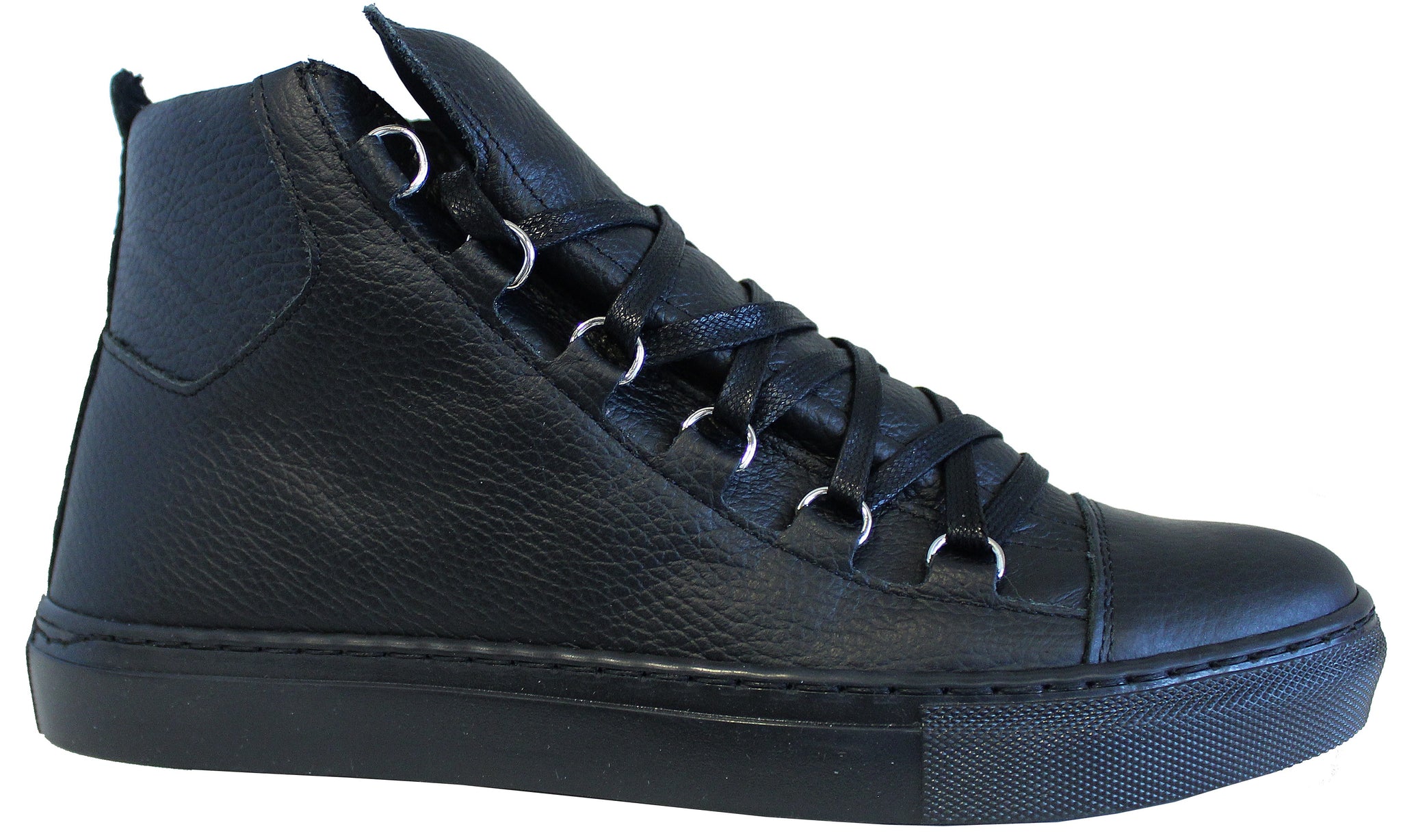 SNEAKER ALTA UOMO PELLE NERA| ACS Calzature Italiane