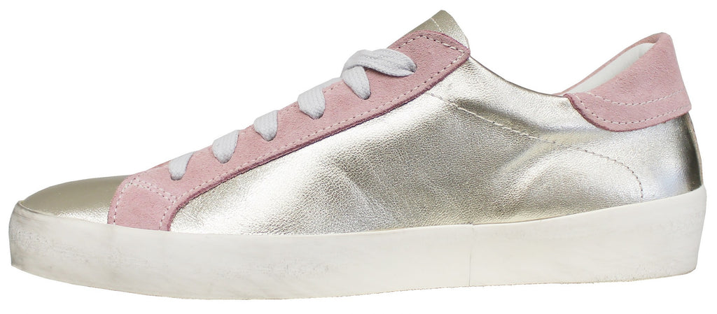 Sneakers argento in pelle con inserto traforato e suola platform IGI&CO