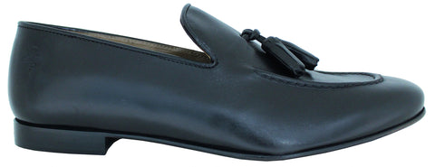Scarpe mocassino uomo con nappine articolo 1015_06 in pelle nera con suola fondo in vero cuoio classico molto leggero in vera pelle e 100% made in italy scarpe con negozio a civitanova marche collezione moda primavera estate 2021