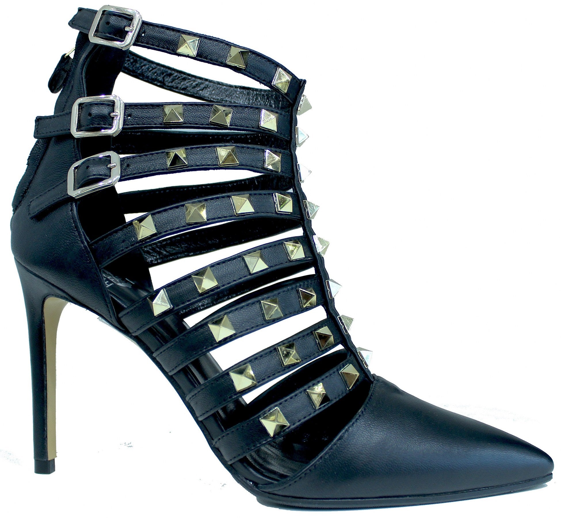 ACS DECOLTE' BORCHIATA TACCO ALTO SPILLO PELLE NERA| ACS