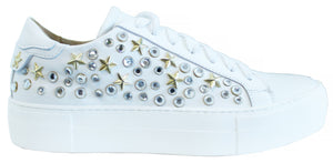 ACS SNEAKER DONNA ACCESSORIATA CROWN PELLE BIANCA| ACS Calzature