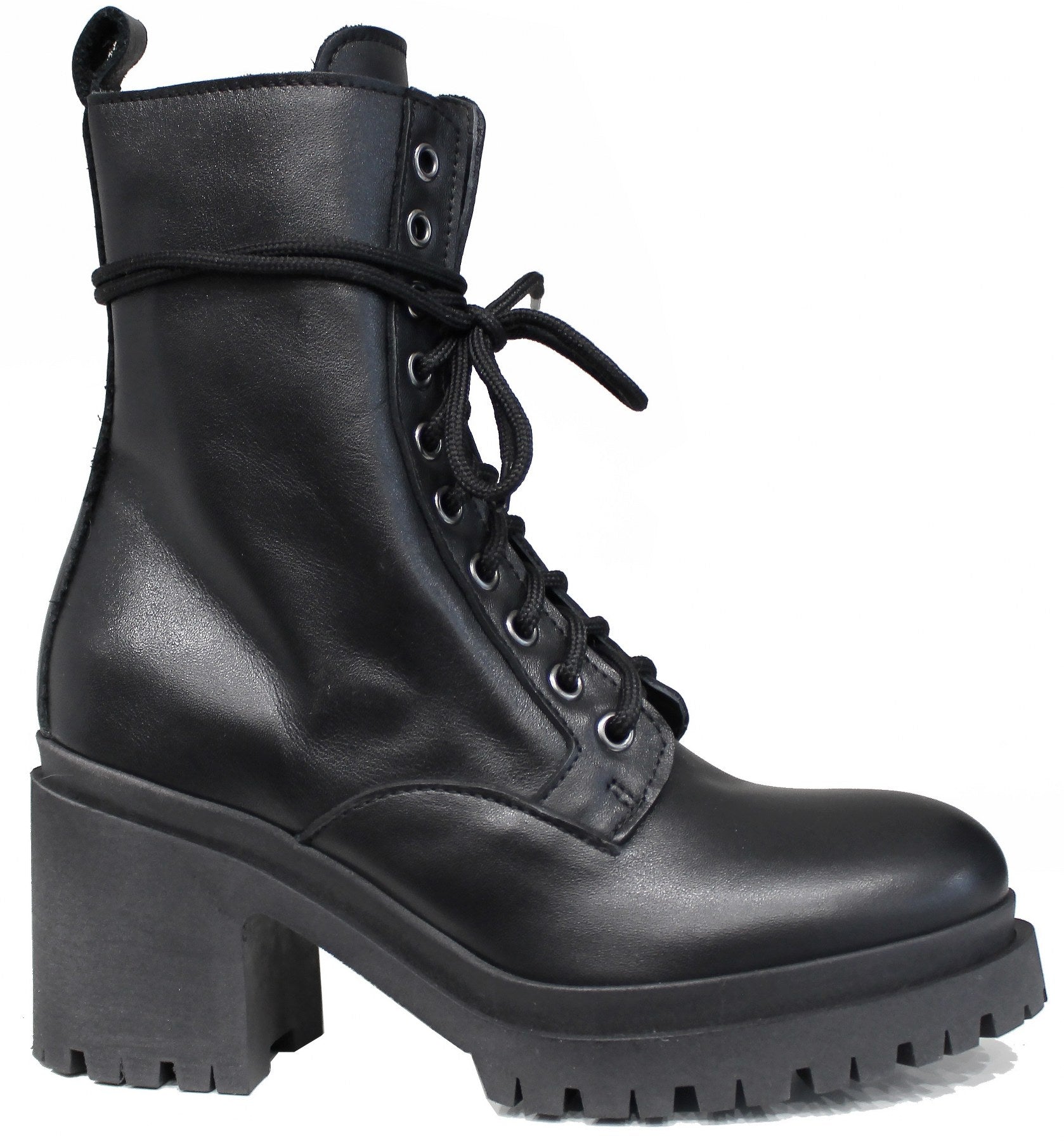 Scarpa aperta da donna con plateau in pelle nera tacco 11 Scarpa aperta da donna con plateau in pelle nera tacco 11