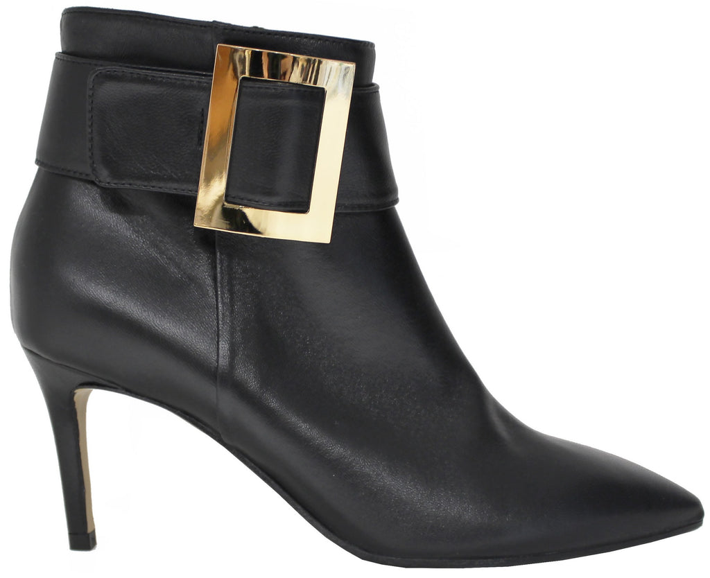 TRONCHETTO FIBBIONE DONNA PELLE NERA| ACS Calzature Italiane